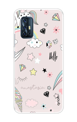 Unicorn Doodle Soft Cover For Vivo V17
