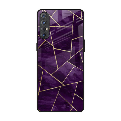 Geometric Purple Glossy Case For Oppo Reno 3 Pro