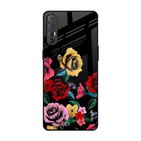 Floral Decorative Glossy Case For Oppo Reno 3 Pro
