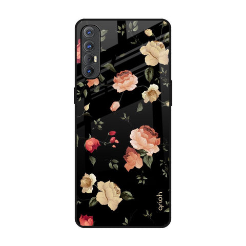 Black Spring Floral Glossy Case for Oppo Reno 3 Pro