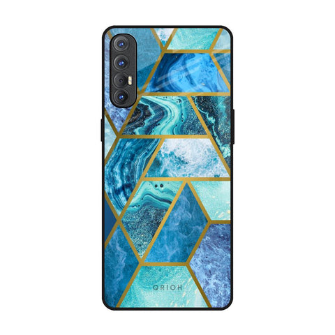 Turquoise Geometrical Marble Glossy Case for Oppo Reno 3 Pro
