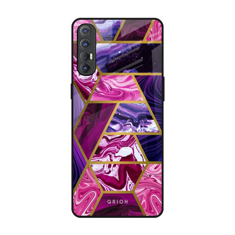 Electroplated Geometric Marble Glossy Case for Oppo Reno 3 Pro
