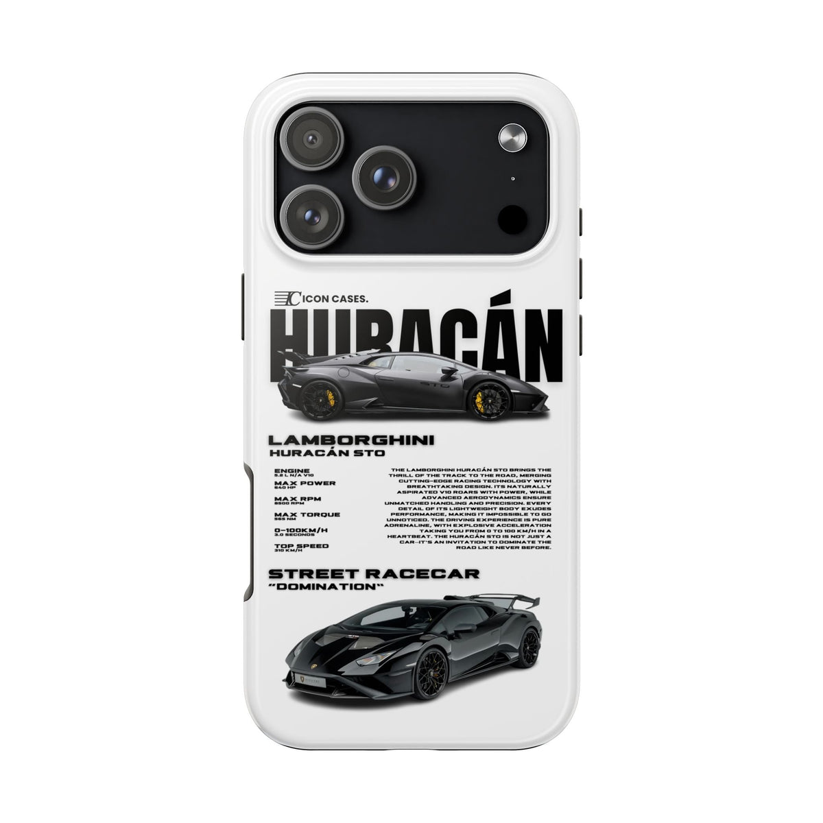 Lamborghini Huracan STO White Premium Tough Shining Phone Case (Double Layer) Available For All iPhone Models