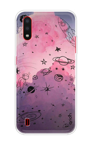Space Doodles Art Soft Cover For Samsung Galaxy A01