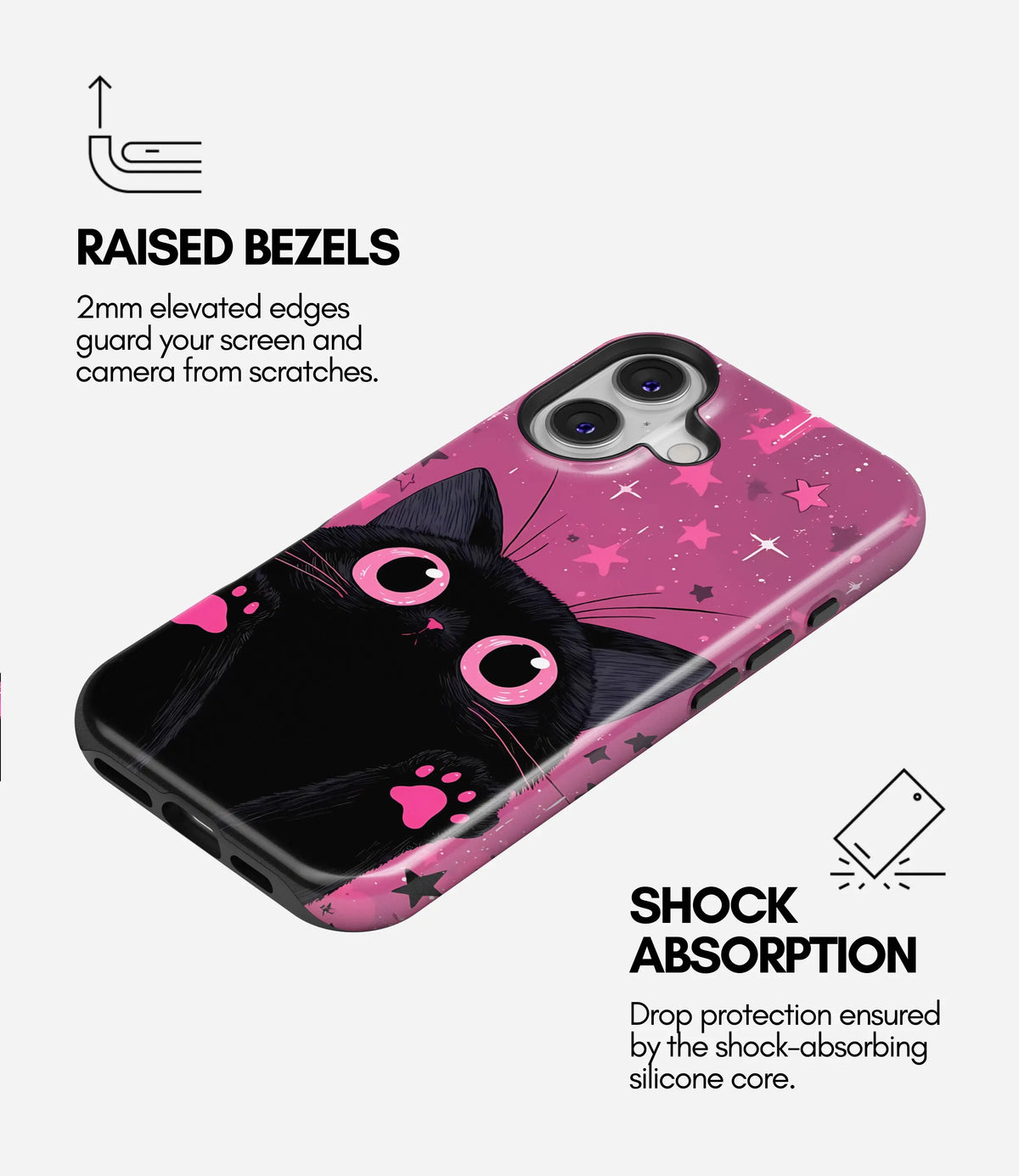 Cosmic Pink Cat Premium Tough Shining Phone Case (Double Layer) Available For All iPhone Models