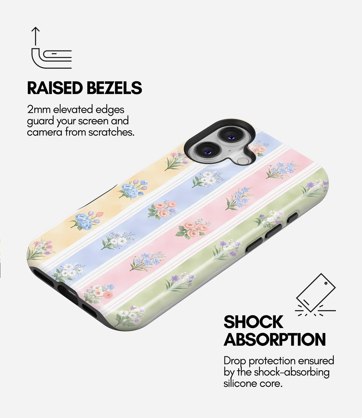 Pastel Bouquet Stripes Premium Tough Shining Phone Case (Double Layer) Available For All iPhone Models