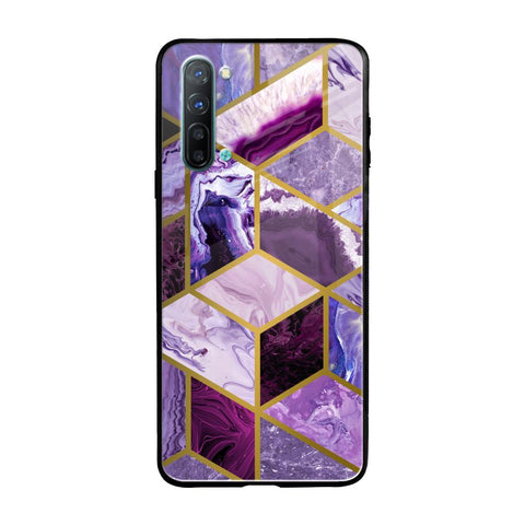 Purple Rhombus Marble Glossy Case for Oppo Reno 3