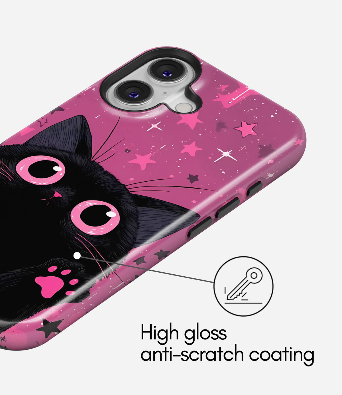 Cosmic Pink Cat Premium Tough Shining Phone Case (Double Layer) Available For All iPhone Models