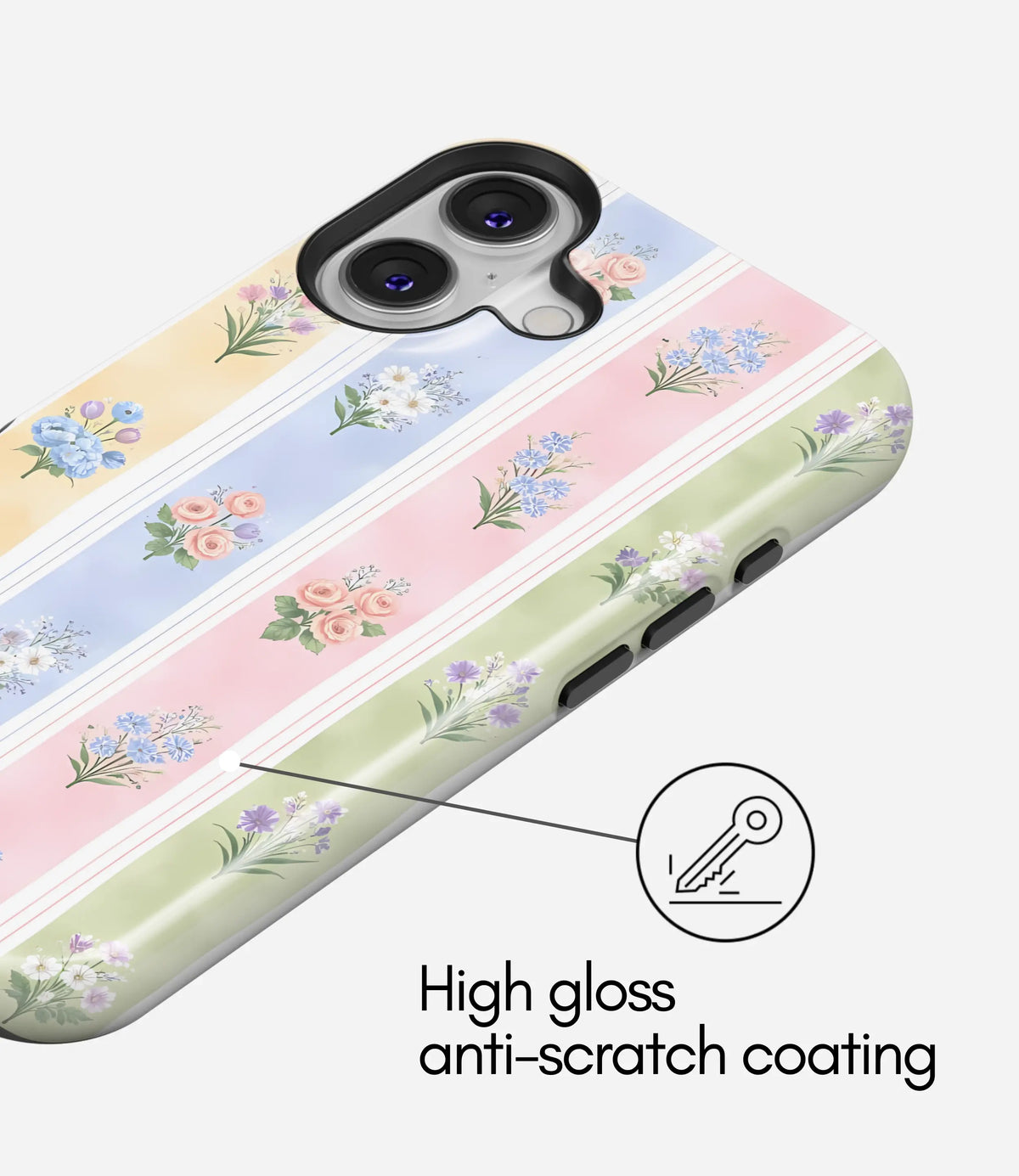 Pastel Bouquet Stripes Premium Tough Shining Phone Case (Double Layer) Available For All iPhone Models