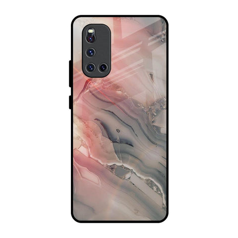 Pink And Grey Marble Glossy Case For Vivo V19