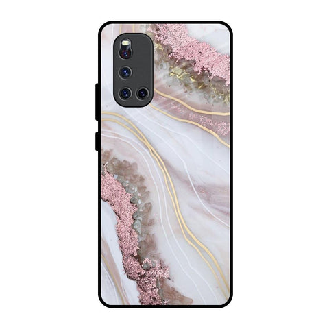 Pink & Gold Gllitter Marble Glossy Case for Vivo V19