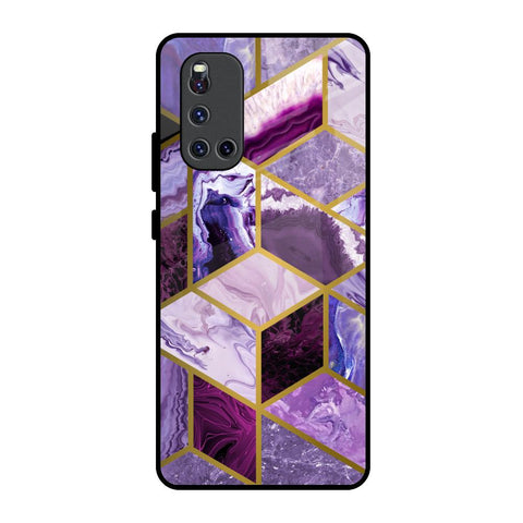 Purple Rhombus Marble Glossy Case for Vivo V19