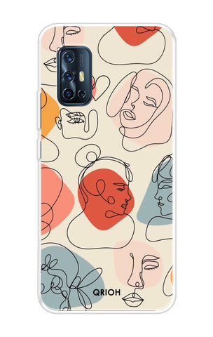 Abstract Faces Soft Cover for Vivo V19