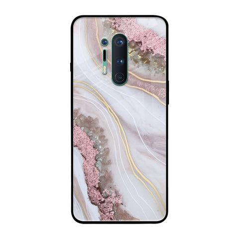 Pink & Gold Gllitter Marble Glossy Case for OnePlus 8 Pro