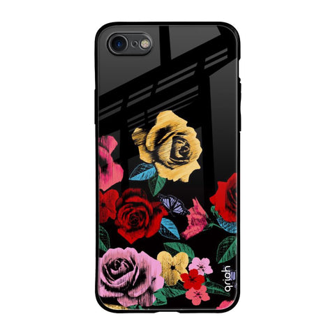 Floral Decorative Glossy Case For iPhone SE 2020