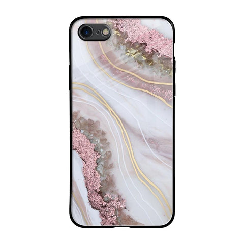 Pink & Gold Gllitter Marble Glossy Case for iPhone SE 2020
