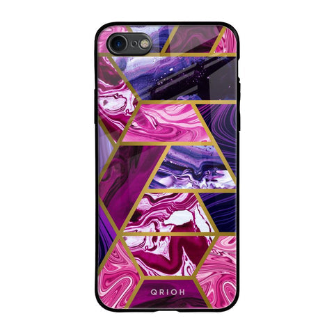 Electroplated Geometric Marble Glossy Case for iPhone SE 2020