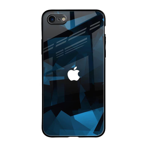 Polygonal Blue Box Glossy Case For iPhone SE 2020