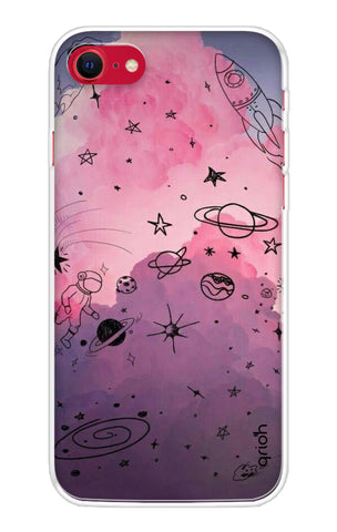Space Doodles Art Soft Cover For iPhone SE 2020