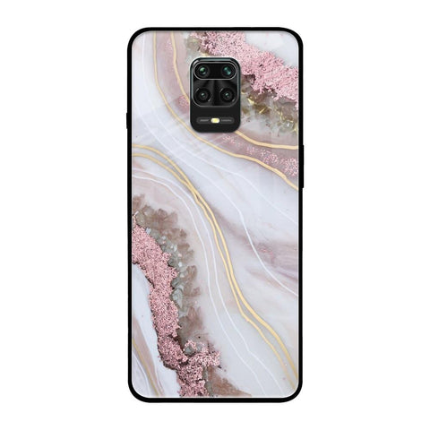 Pink & Gold Gllitter Marble Glossy Case for Xiaomi Redmi Note 9 Pro
