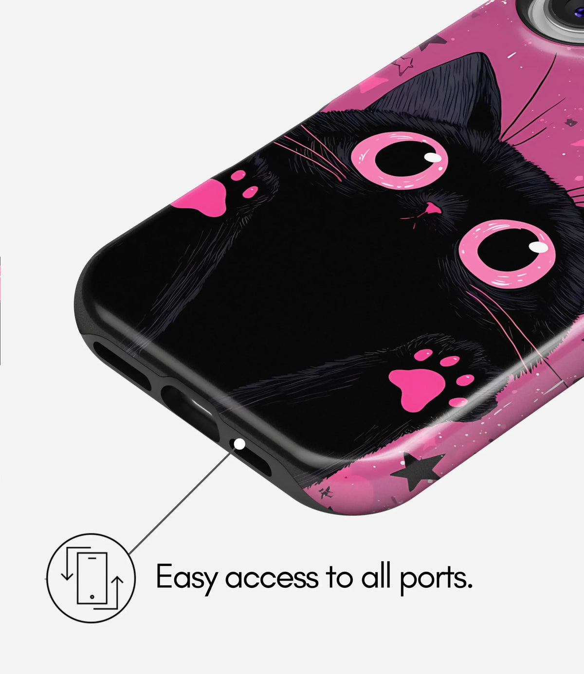 Cosmic Pink Cat Premium Tough Shining Phone Case (Double Layer) Available For All iPhone Models