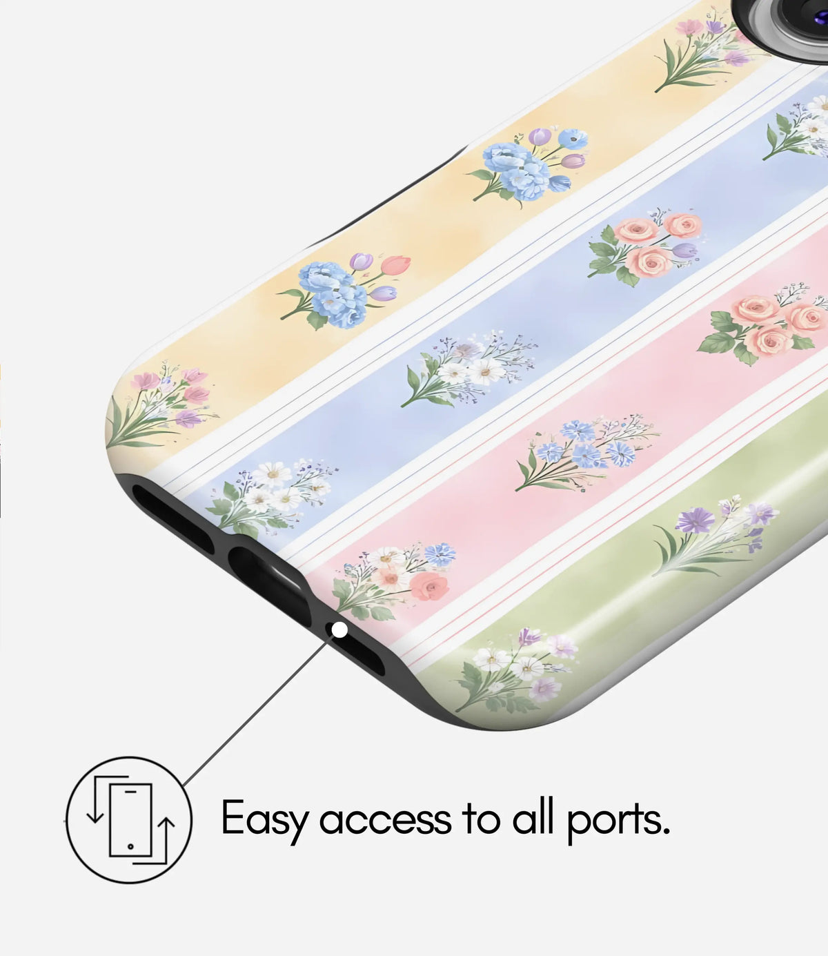 Pastel Bouquet Stripes Premium Tough Shining Phone Case (Double Layer) Available For All iPhone Models