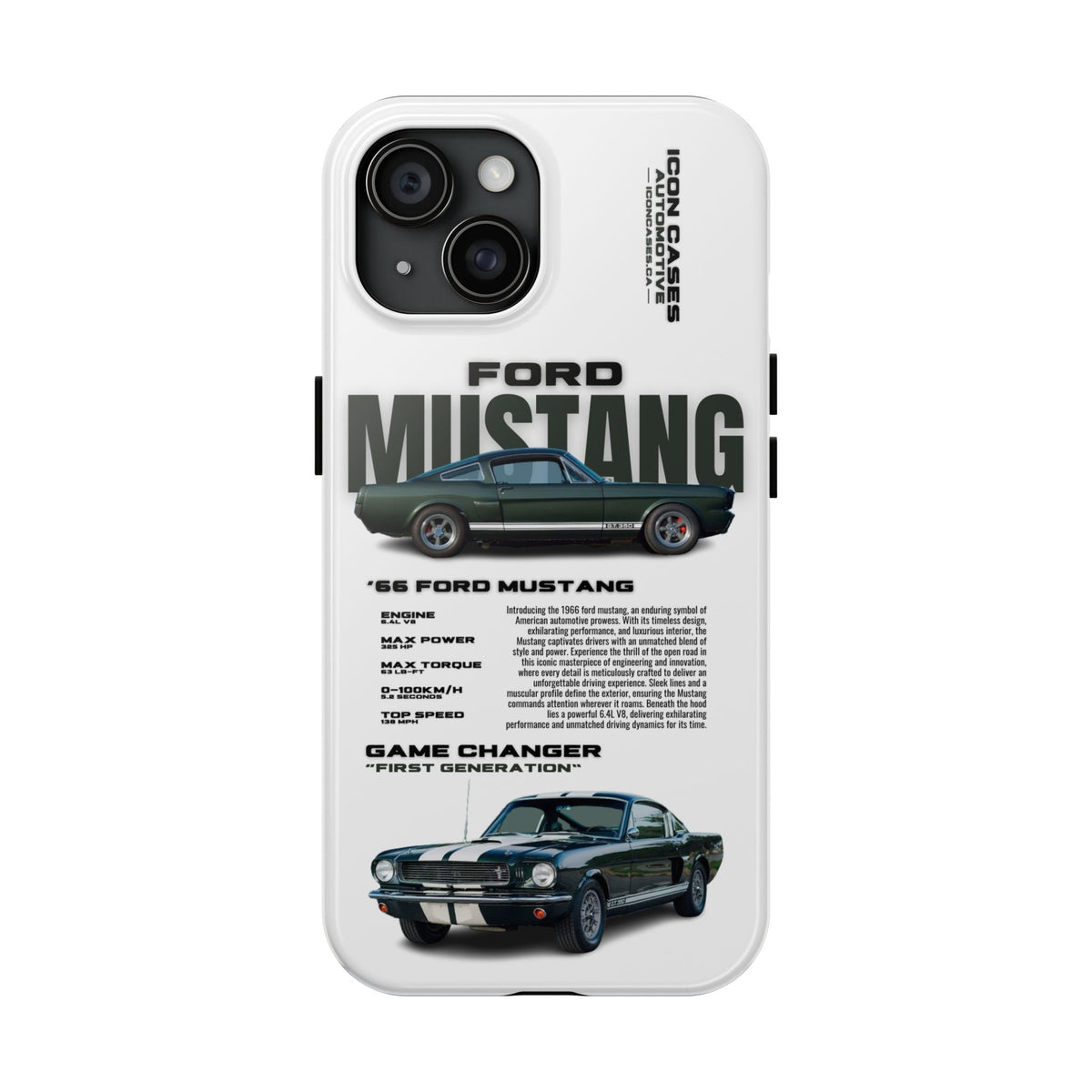 Ford Mustang White Premium Tough Shining Phone Case (Double Layer) Available For All iPhone Models