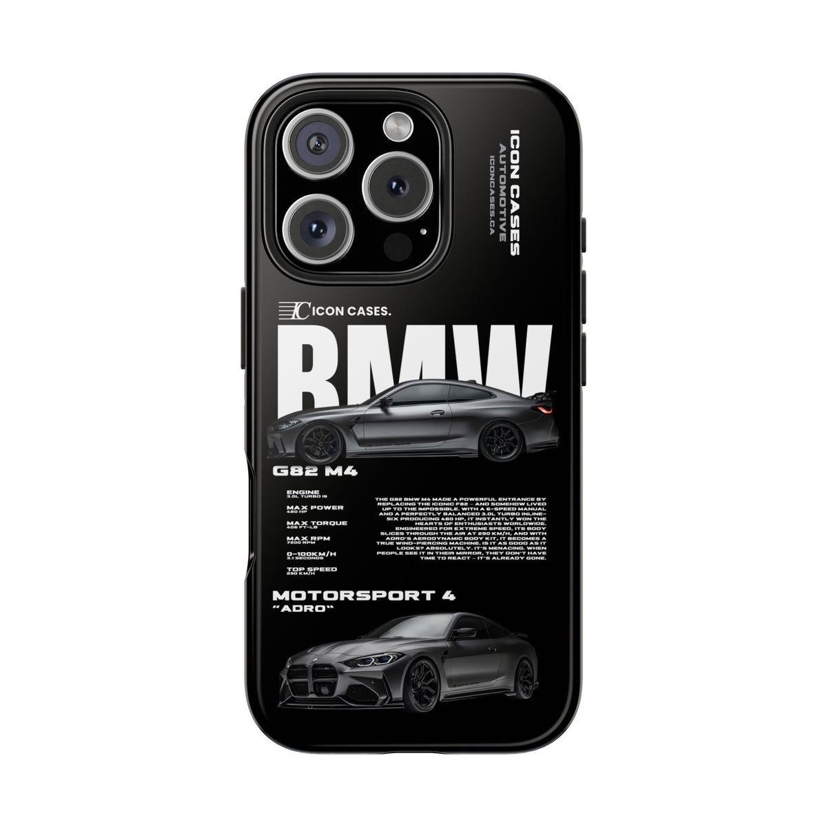 BMW M4 (G82) Black Premium Tough Shining Phone Case (Double Layer) Available For All iPhone Models