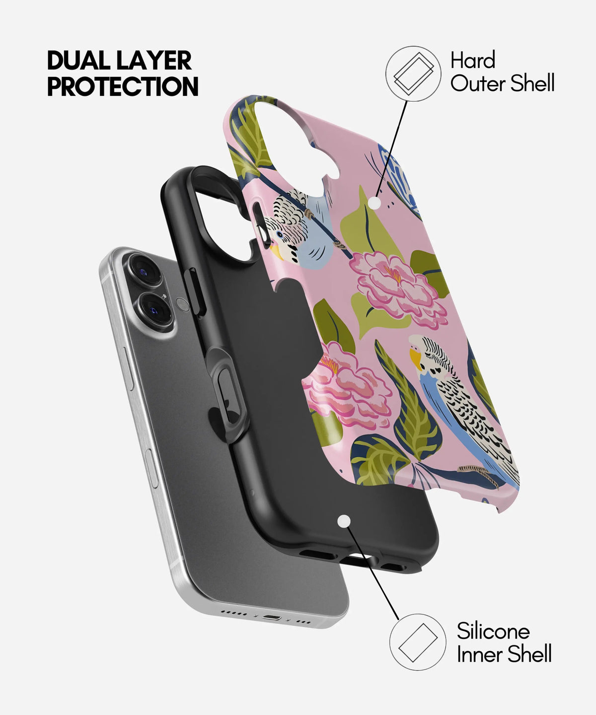 Birds of Bloom Premium Tough Shining Phone Case (Double Layer) Available For All iPhone Models