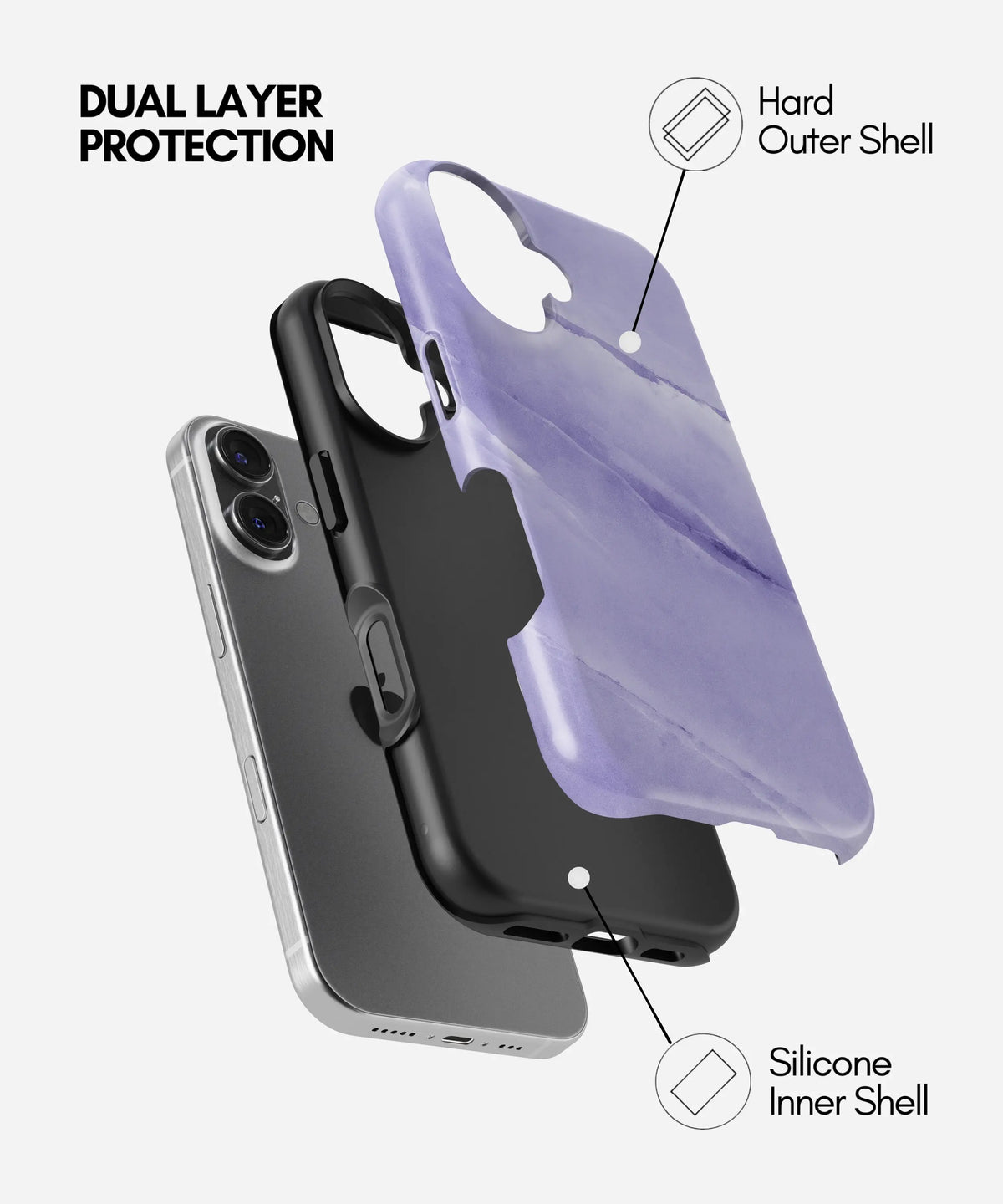 Lavender Quartz Premium Tough Shining Phone Case (Double Layer) Available For All iPhone Models