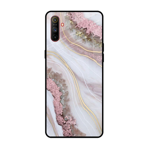 Pink & Gold Gllitter Marble Glossy Case for Realme C3