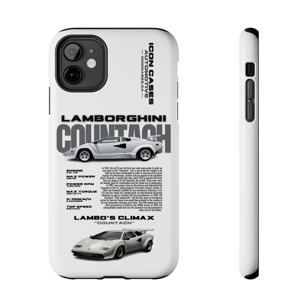Lamborghini Countach White Premium Tough Shining Phone Case (Double Layer) Available For All iPhone Models