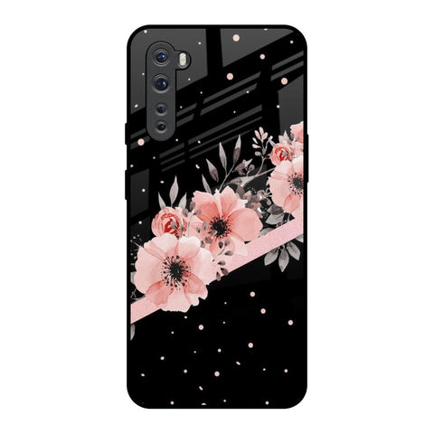 Floral Black Band Glossy Case For OnePlus Nord