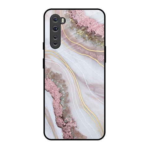 Pink & Gold Gllitter Marble Glossy Case for OnePlus Nord