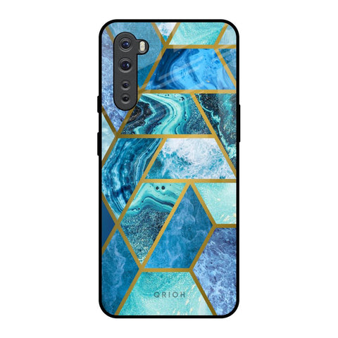 Turquoise Geometrical Marble Glossy Case for OnePlus Nord