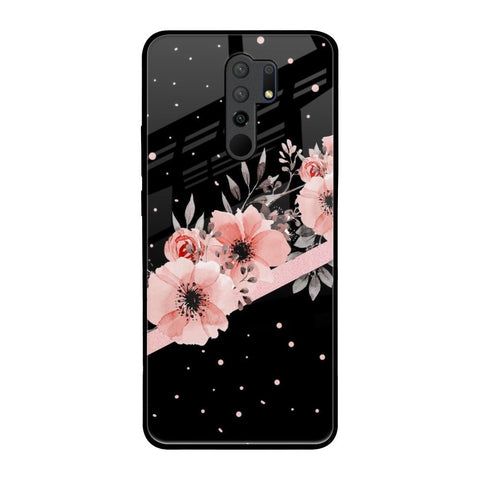 Floral Black Band Glossy Case For Redmi 9 prime