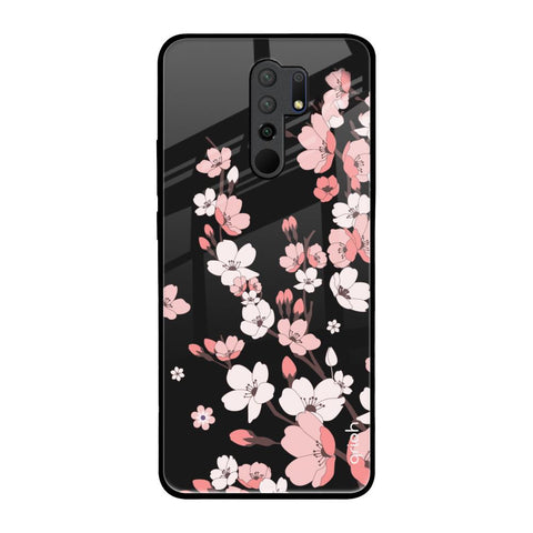 Black Cherry Blossom Glossy Case for Redmi 9 prime