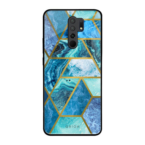 Turquoise Geometrical Marble Glossy Case for Redmi 9 prime