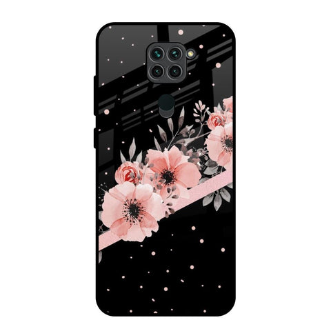 Floral Black Band Glossy Case For Redmi Note 9