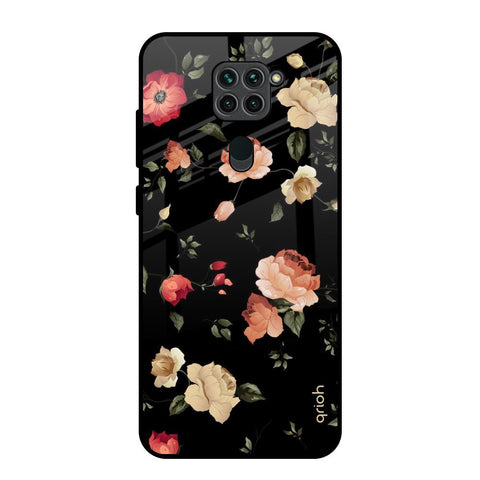 Black Spring Floral Glossy Case for Redmi Note 9