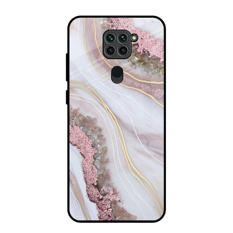 Pink & Gold Gllitter Marble Glossy Case for Redmi Note 9