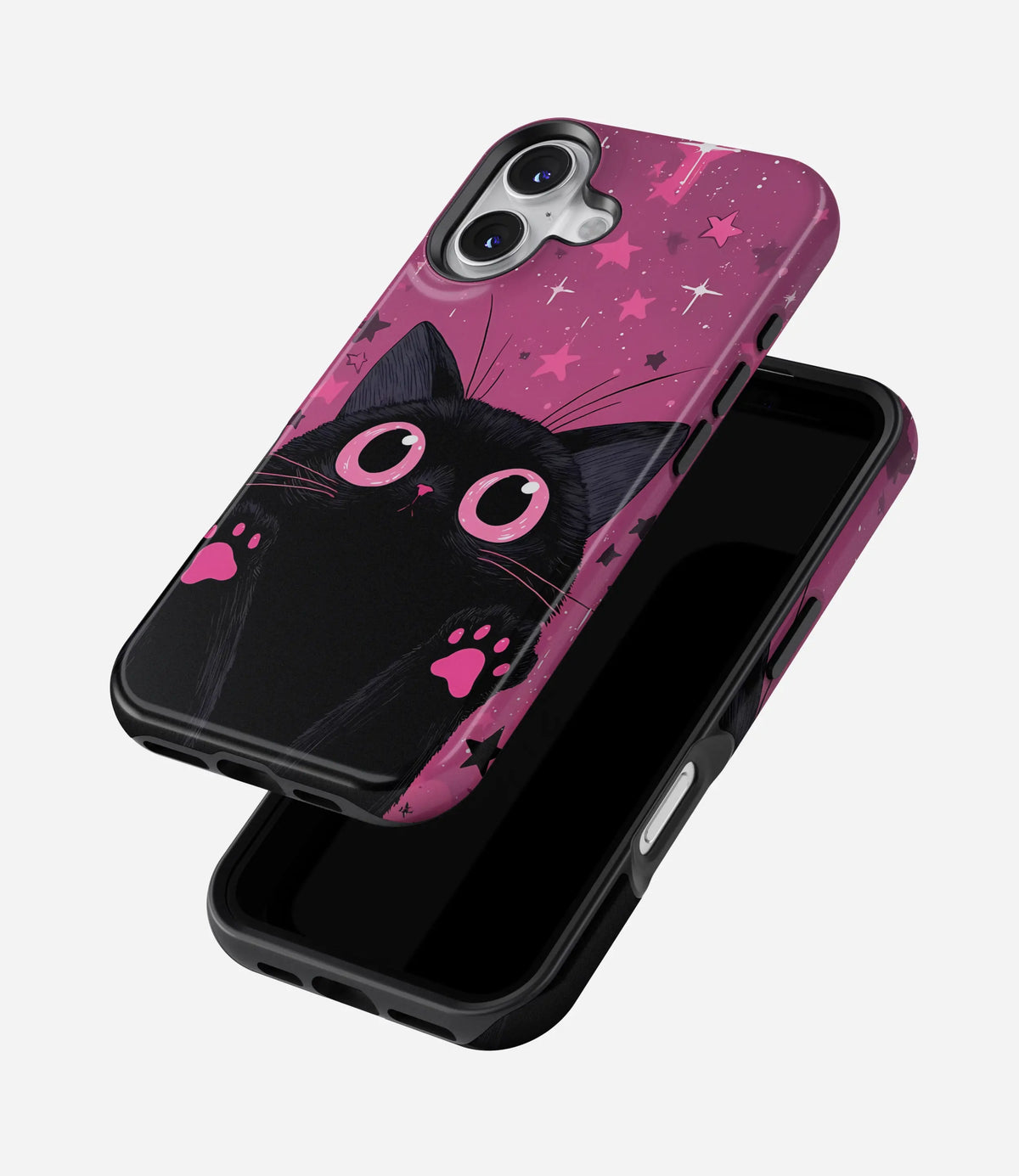 Cosmic Pink Cat Premium Tough Shining Phone Case (Double Layer) Available For All iPhone Models