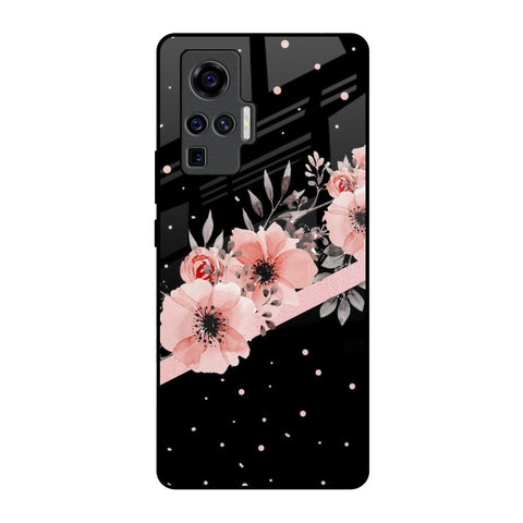 Floral Black Band Glossy Case For Vivo X50 Pro