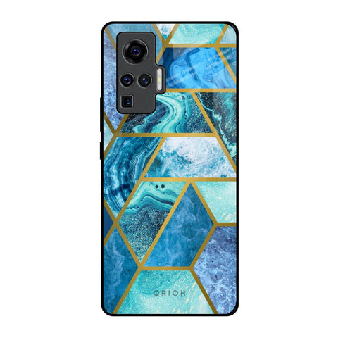 Turquoise Geometrical Marble Glossy Case for Vivo X50 Pro