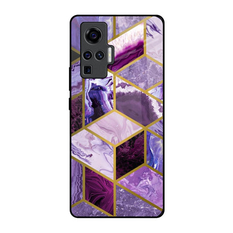 Purple Rhombus Marble Glossy Case for Vivo X50 Pro