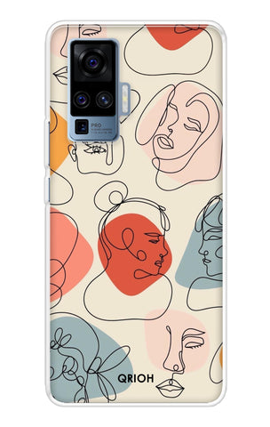 Abstract Faces Soft Cover for Vivo X50 Pro