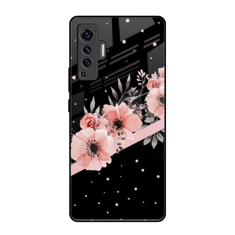 Floral Black Band Glossy Case For Vivo X50