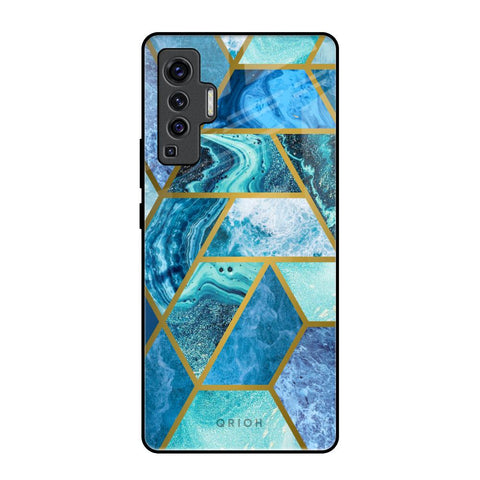 Turquoise Geometrical Marble Glossy Case for Vivo X50