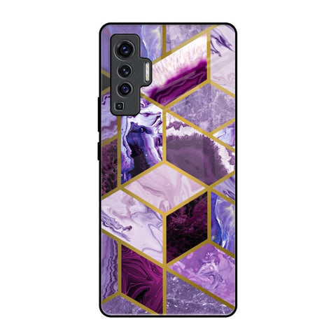 Purple Rhombus Marble Glossy Case for Vivo X50