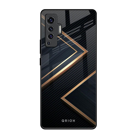 Sleek Golden & Navy Glossy Case for Vivo X50